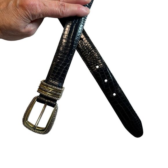 Brighton Classics Women's Black Lizard Crocodile Leather 4B714 Size Medium (30) - Picture 3 of 5